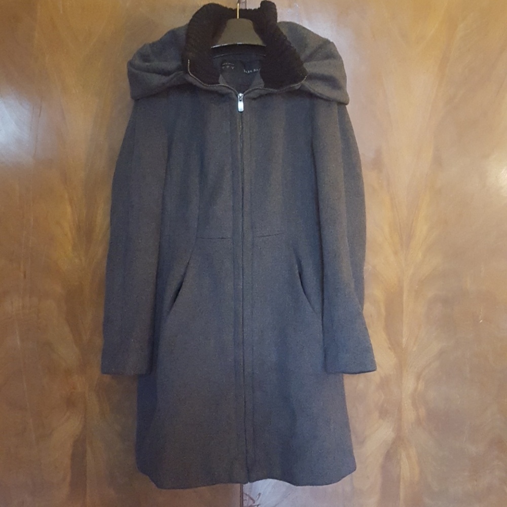 Zara Basic grey hooded coat l